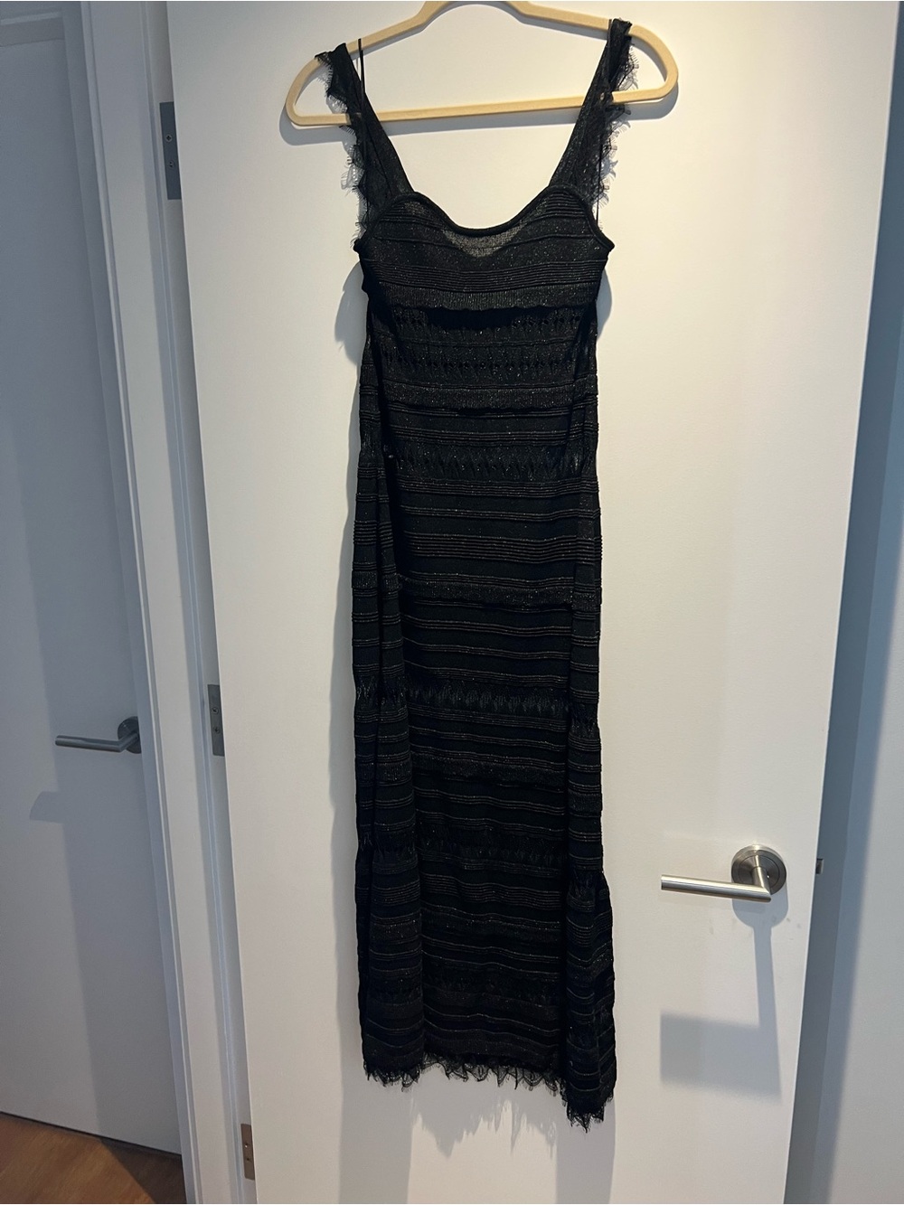 Zara Black Lace-Trim Maxi Dress